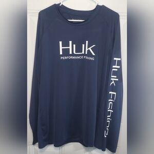 Huk Blue XXL Long Sleeve UV Fishing Shirt Wicking